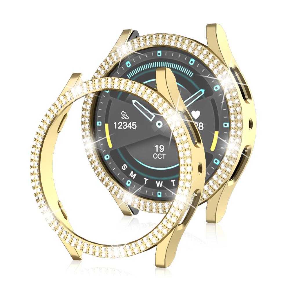 Luxury dual diamond case for Samsung Galaxy Watch 4 5 6 7 40mm 44mm case PC hollowed out protective case to prevent falling