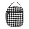 Colorful Houndstooth Lunch Bag Reusable Portable Cooler Thermal Lunch Box Oxford Bento Tote Bag for Work Travel Picnic