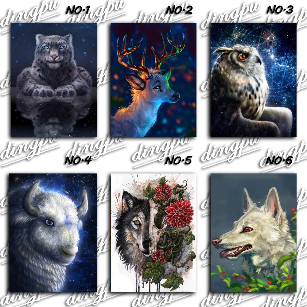 DINGPU 5D DIY Diamond Painting Full Round Rhinestone Animal Diamond Embroidery Cross Stitch Home Decoration
