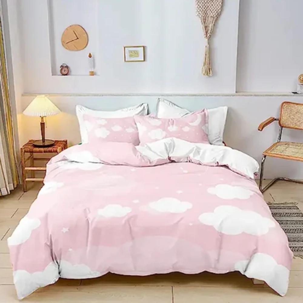 Rainbow Duvet Cover Cartoon Bed Room 3-Piece Set Children Cute Polyester Soft Breathable Comforter Animation Bedding