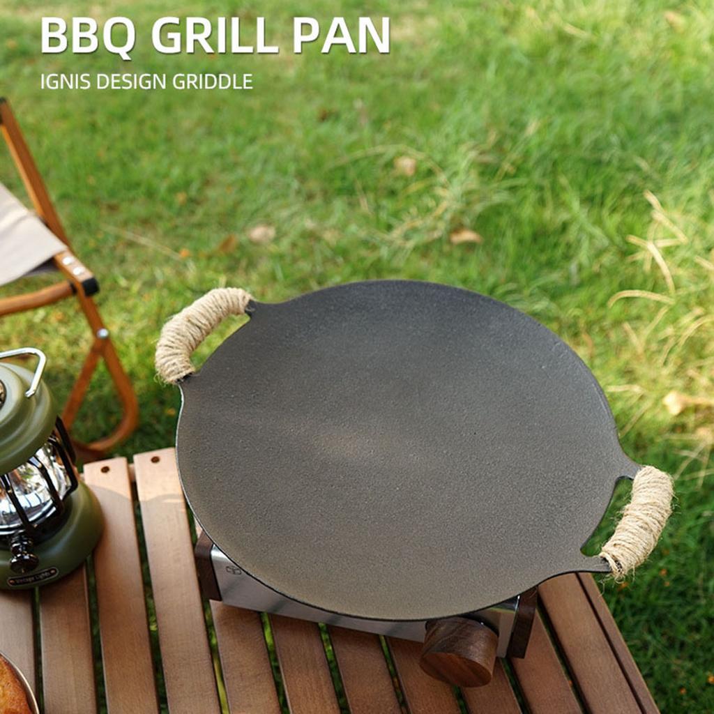 Plate with Handles Grill Pan and Pot ,Non Wok Tray Korean 30cm for Disc Barbecue Set Various Stoves