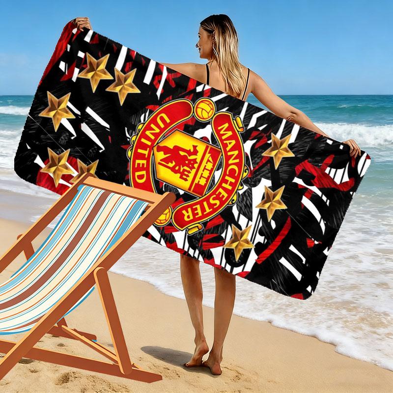 Manchester United F Print Beach Towel, Large Soft Quick Dry Towel for Beach Camping Swimming