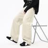 Overalls men's autumn new American retro trendy brand splicing loose wide-leg straight elastic waist casual pants