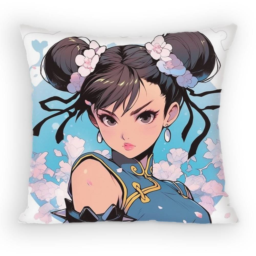 ChunLi Game SStreetFfighters Pillow Case Antidustmite Pillowcase Invisible zipper silky short plush Sofa cushion cover