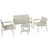 Garden Furniture Set Weatherproof Metal Seating Group for 4 People Garden Lounge with 2-Seater Sofa 2 Armchairs Side Table Green