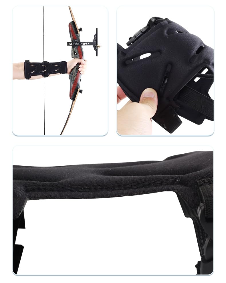 Archery Arm Kyudo Arm Forearm Adjustable Archery Finger Recurve Bow for Competition and Black [2-Piece Set] Guards, Guards, Protectors, Gloves,