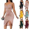 Women's Fashion Strap Pleated Vented Backless Dress