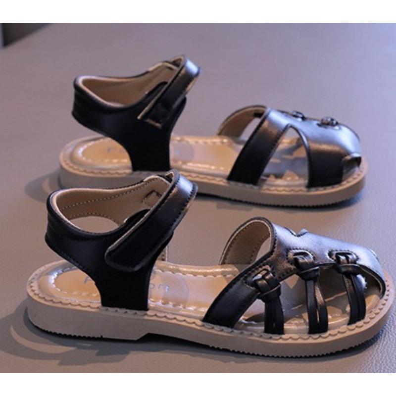 Summer Woven Roman Sandals, Closed-Toe Soft Sole Beach Shoes for Girls