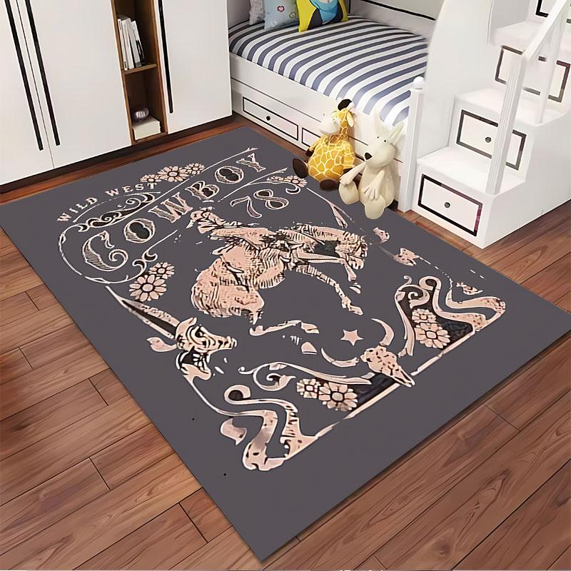 Wild West Cowboy Riding Design Suitable As a Non-slip Mat for the Living Room or Bedroom Sofa