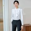 2024 Elegant White Chiffon Blouse - Women's Slimming Long Sleeve Shirt for Spring & Autumn