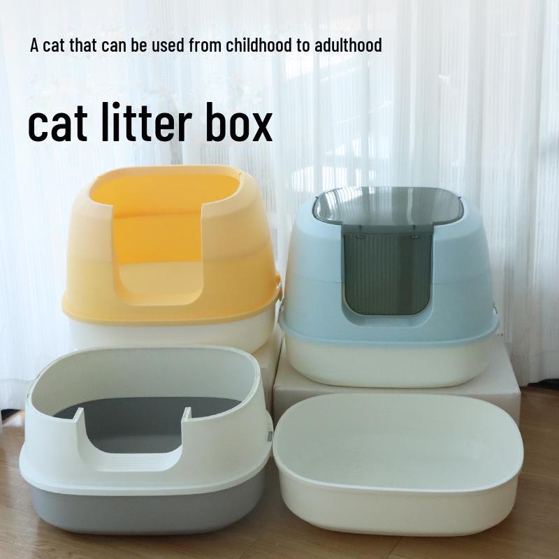Foldable Fully Enclosed Large Cat Litter Box with Front Entry