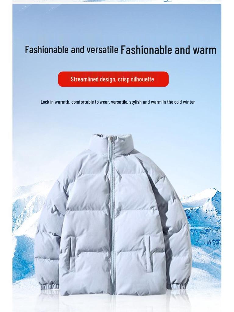 Herren Koreanischer Stil Baumwollgepolsterte Jacke: Herbst/Winter Lässiger einfarbiger kurzer Mantel mit Stehkragen