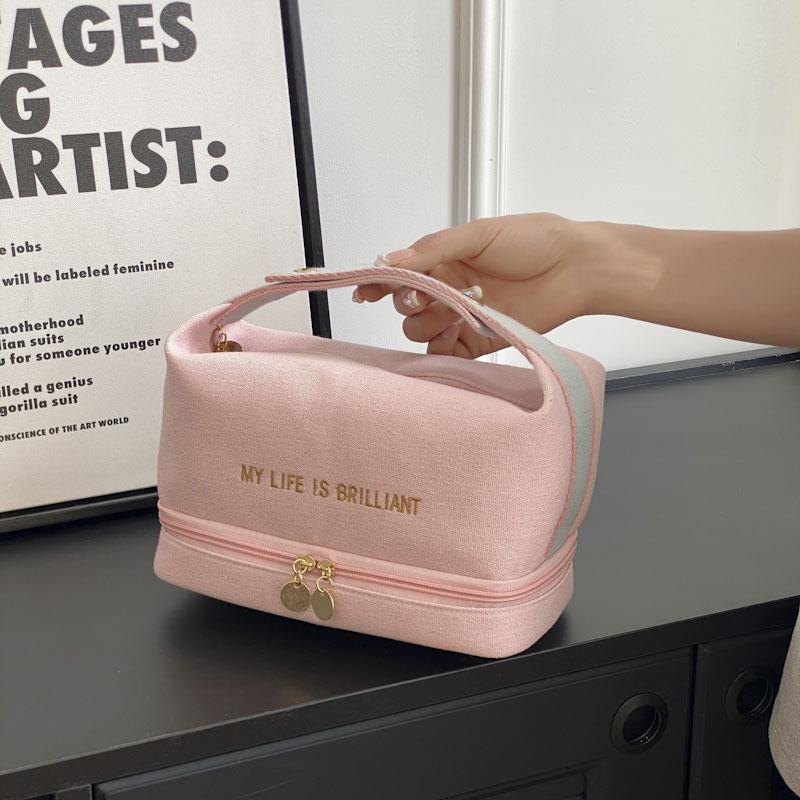 Portable H Canvas Bag: Large Capacity, Waterproof, Dustproof; Ideal for Lunch, Cosmetics, and Toiletries