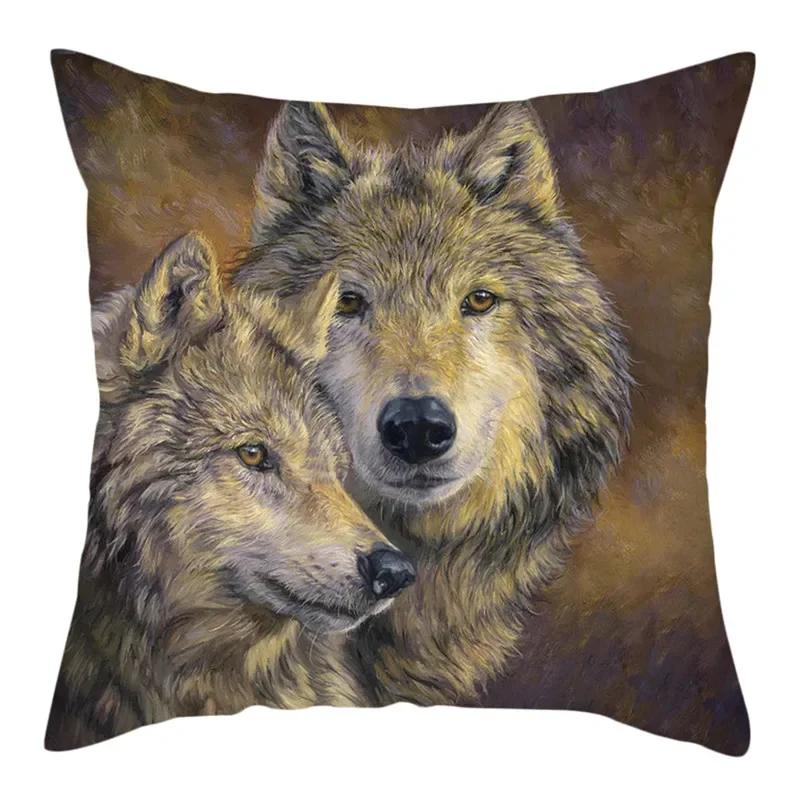 Wilder Wolf-Foto-Kissenbezug, wilder Tier-Kissenbezug, bedruckter Überwurf-Kissenbezug, neu für Zuhause, Sofa, dekoratives Kissen