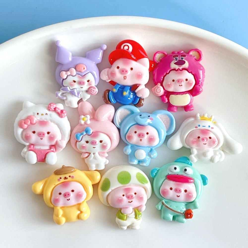 Cute Cartoon Pig Resin Accessories For Diy Phone Cases And Hair Accessories Cream Glue