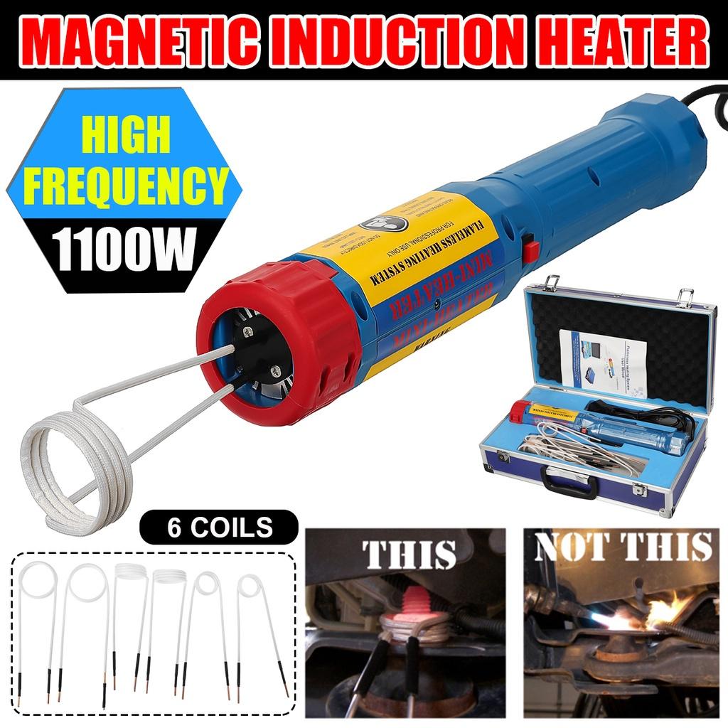 Flameless Mini Induction Heater With Coil Kits Head Rotatable Bolt Remover Upgraded Magnetic Induction 8PC 1100W