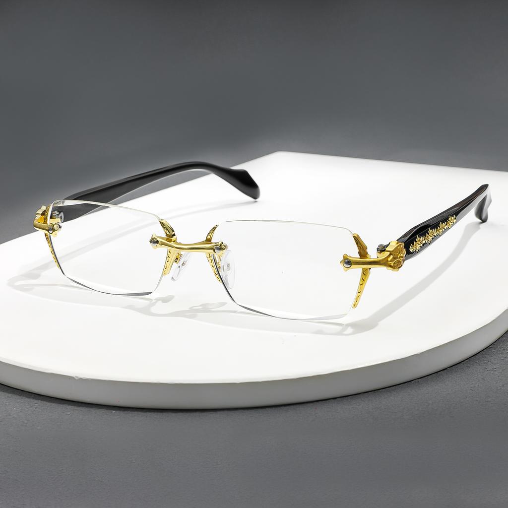 Retro Rimless Reading Glasses For Men Women Blue Light Blocking Presbyopic Glasses Stylish Design