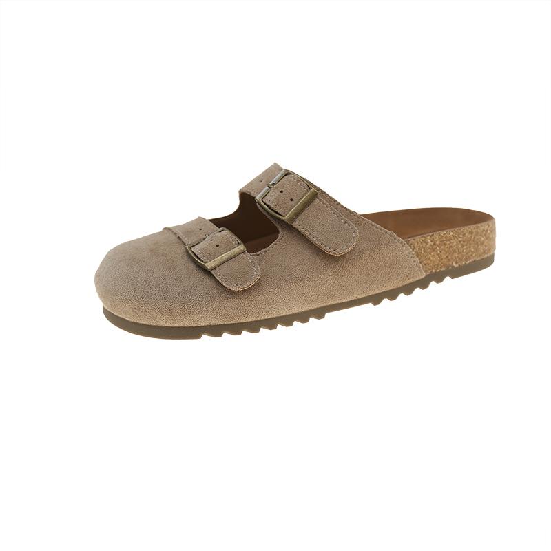 

Retro Fashion Shallow Mouth Casual Flat Half Slippers for Women s 2026 Autumn New Hollow Comfortable Versatile Slippers 35 хаки