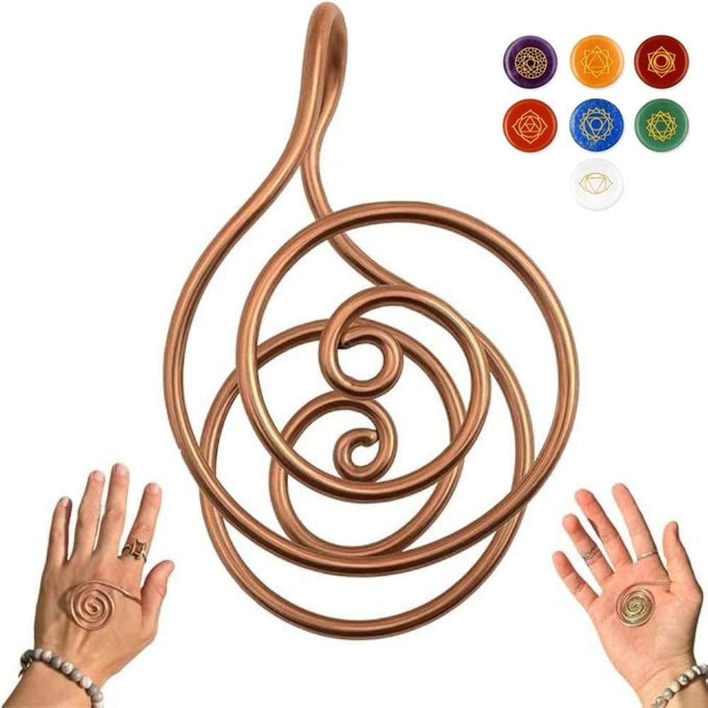 Portable Copper Palm Ring Reiki Energy Spiral Hand Ring  for Meditation & Energy Healing