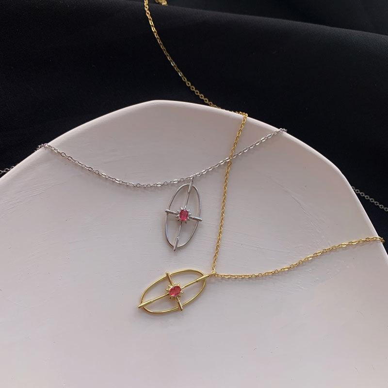 Geometrische Hohle Ovale Zirkon Halskette Retro Vielseitig Weiblich Nische Schlüsselbeinkette Frauen