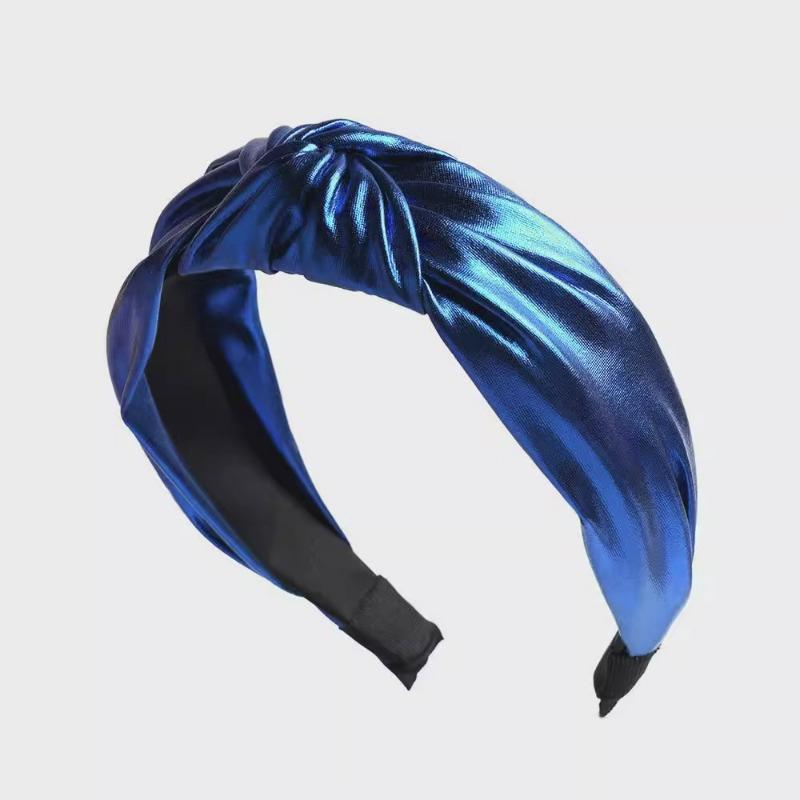 

Зав язана пов язка для волосся з ПУ шкіри, широка, кліпса для волосся з обличчя, модна та елегантна пов язка, аксесуар для волосся темно-синього кольору