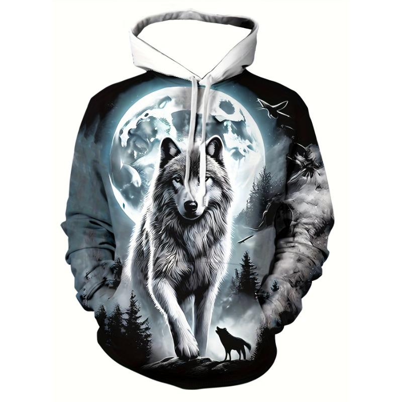 

Мужская мода с капюшоном с принтом животных и волка, 3D-принт, уличная одежда, толстовки с капюшоном и передним карманом, дизайнерская толстовка с капюшоном 5XL