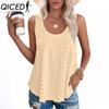 Women's Fashion Casual Solid Color Print Sleeveless U Neck Blouses & Shirts