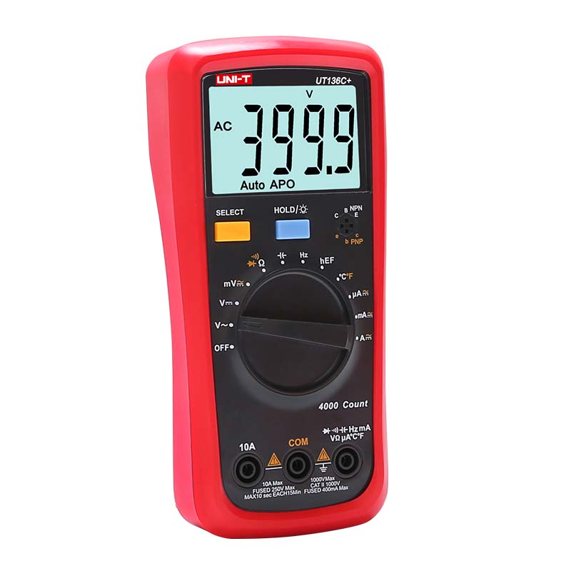 UNI-T UT136C+ Multimeter Digital multimeter tester AC DC Voltmeter Ammeter Ohm capacitance HFE Diode/transistor tester