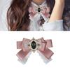 Elegante Spilla a Forma di Fiocco in Pizzo e Nastro per Donna, Nodo Pre-annodato, Jabot, Collo con Strass, Cristallo per Eventi Formali