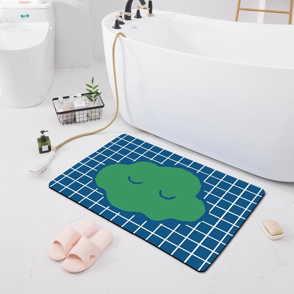Bathroom Absorbent Non-Slip Mat, Technical Velvet, Bathroom Foot Mat, Door Kitchen Floor Mat
