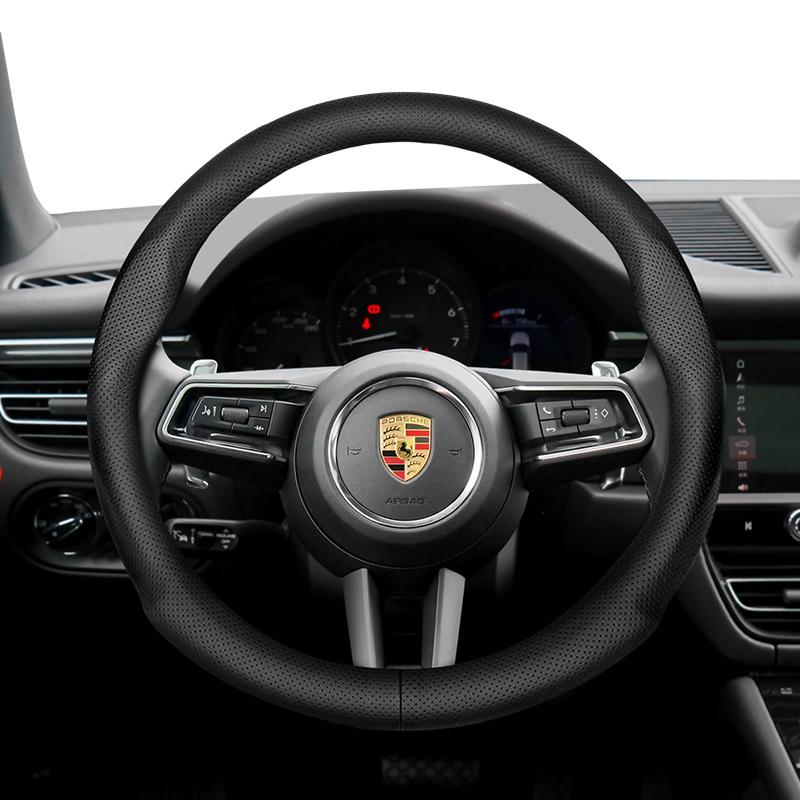 Para Cubierta de Volante Porsche Ultra - Fina Piel de Microfibra Transpirable Cayenne Macan Panamera Taycan 718 911