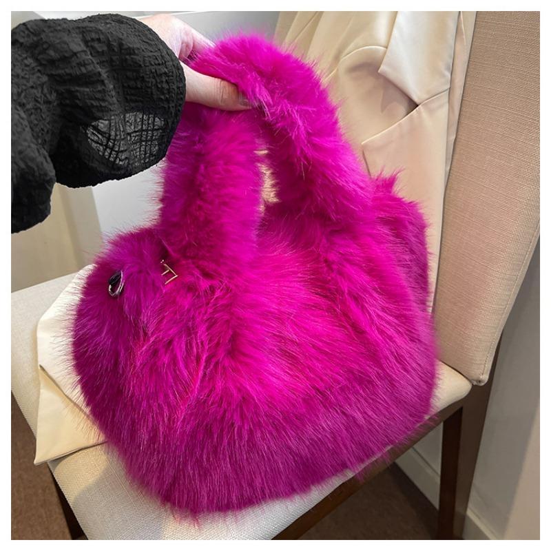 Plush bag women's autumn and winter new rose red handbag doll little monster fluffy bucket bag