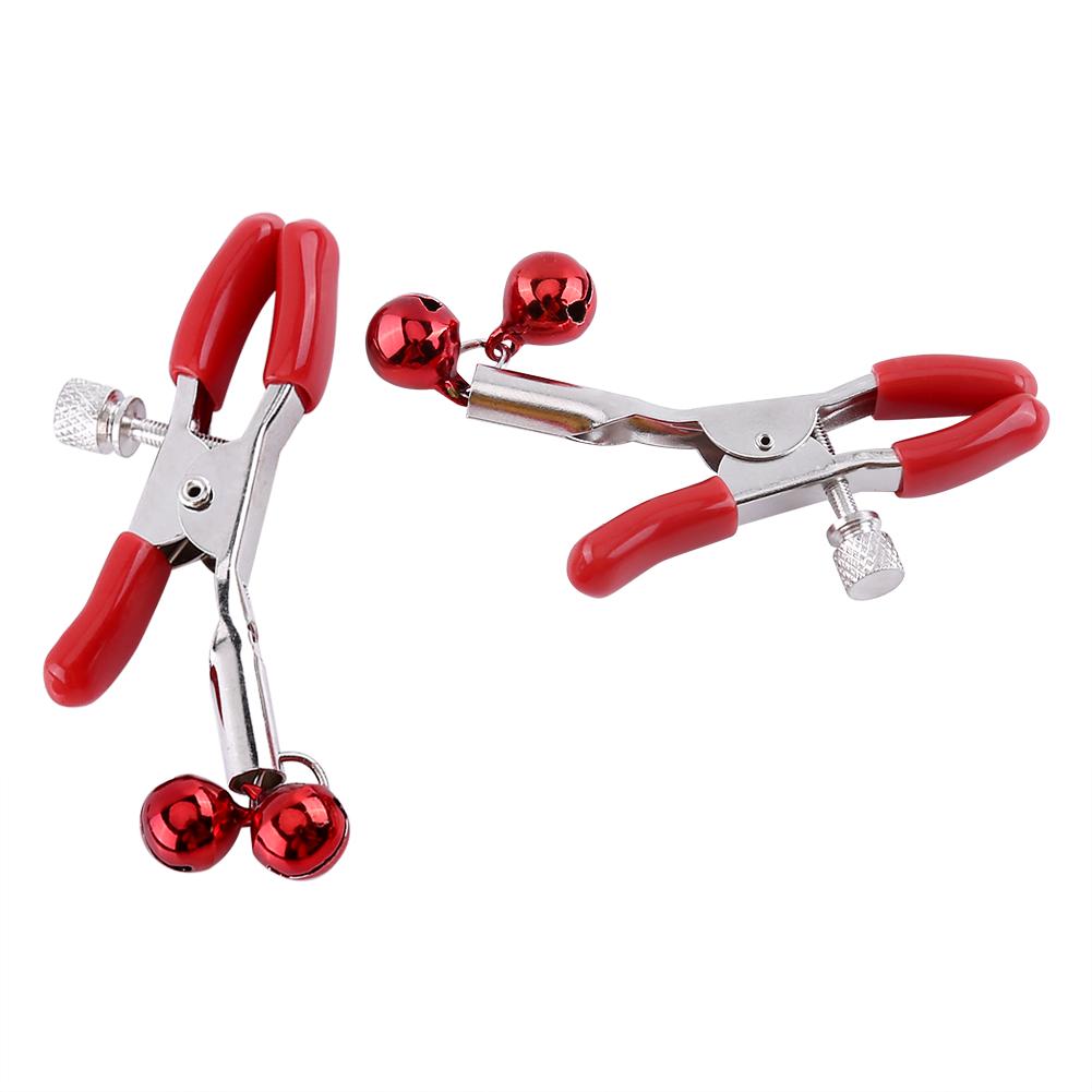 1Pair/Set Women Men Red Breast Nipple Clamps Clips Fetish Flirting Teasing Toys With 2 Bells