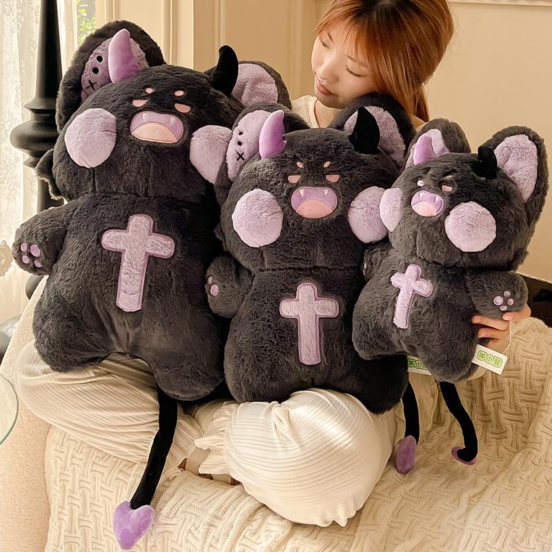 Evil Dark Cat Plush Pillow Stuffed Black Red Grey Purple Cartoon Kitten Standing Doll Halloween Party Gift