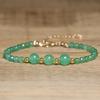 Green Aventurine Bead Bracelet – Gold Accent Dainty Jewelry, Prosperity Luck Gift for Women