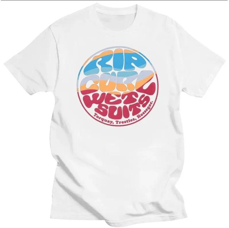 Men's T Shirts Rip Curl Print Short Sleeve Vintage High Quality T-Shirt Streetwear 100% Cotton Loose Tops Breathable Tee