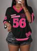 Modisches Sportliches Damen-Trikot Y2K Schnelltrocknendes T-Shirt Buchstabe NR.56 Sommer Freizeitkleidung Sport Locker und Bequem T-Shirt Tops
