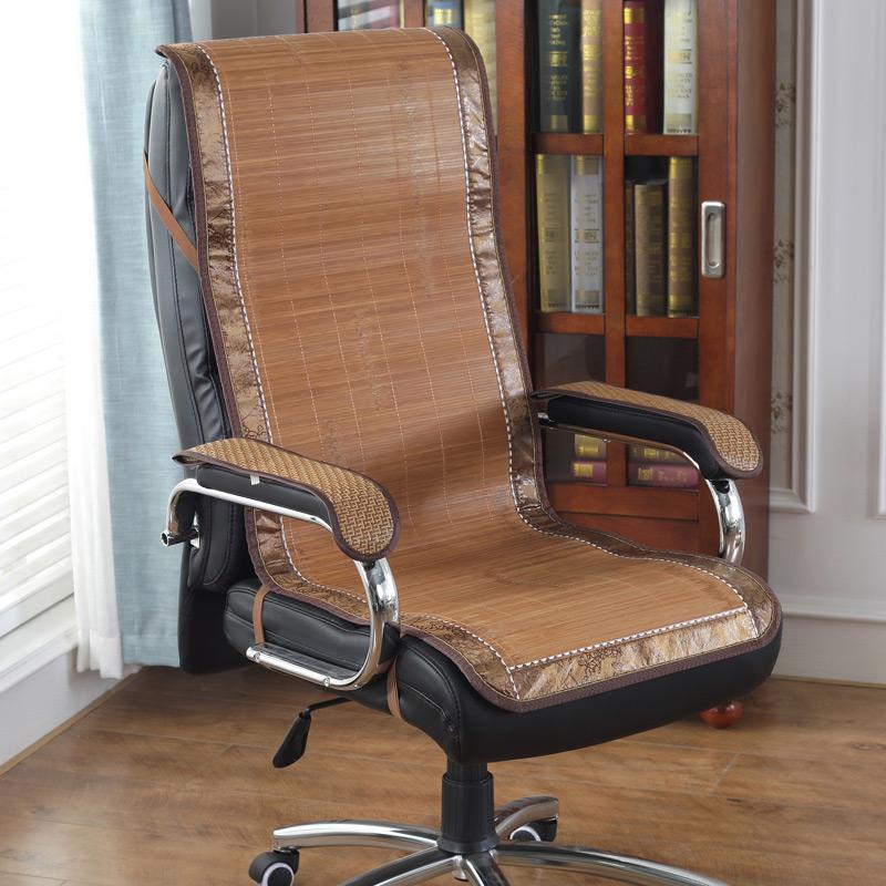 Summer Mat Seat Cushion and Backrest Integrated, Office Computer Chair Breathable Bamboo Seat Cushion Boss Backrest Cool Cushion