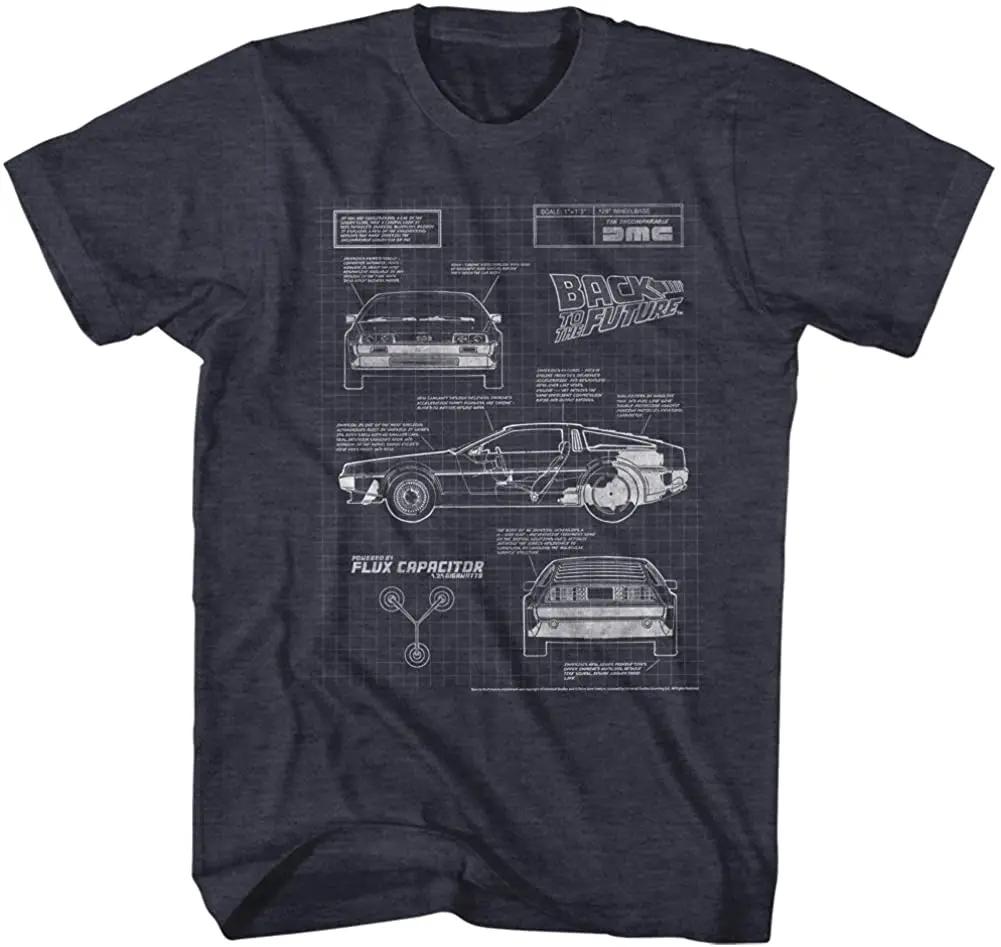 

SciFi Film Back To The Future Time Machine Blueprint TShirt 100 Cotton ONeck Short Sleeve Casual Mens Tshirt Size S3XL S
