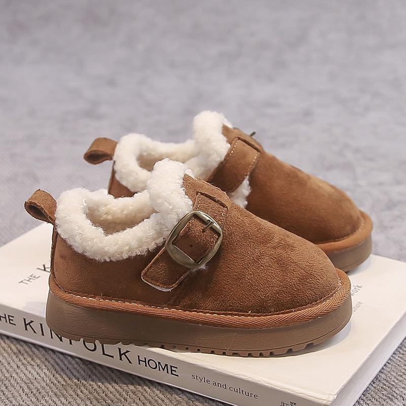 Children's Korean-Style Winter Snow Shoes - Plush Leather & Warm Fur 2025