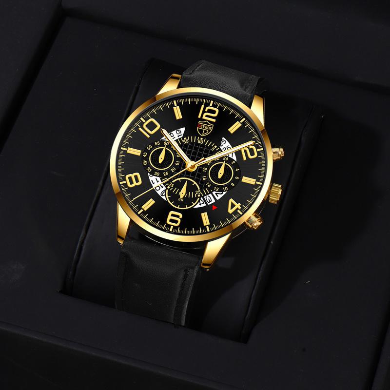 Fashion Watch Men'S Stainless Steel Watch Student Fake Three-Eyed Quartz Watch Bracelet Combination