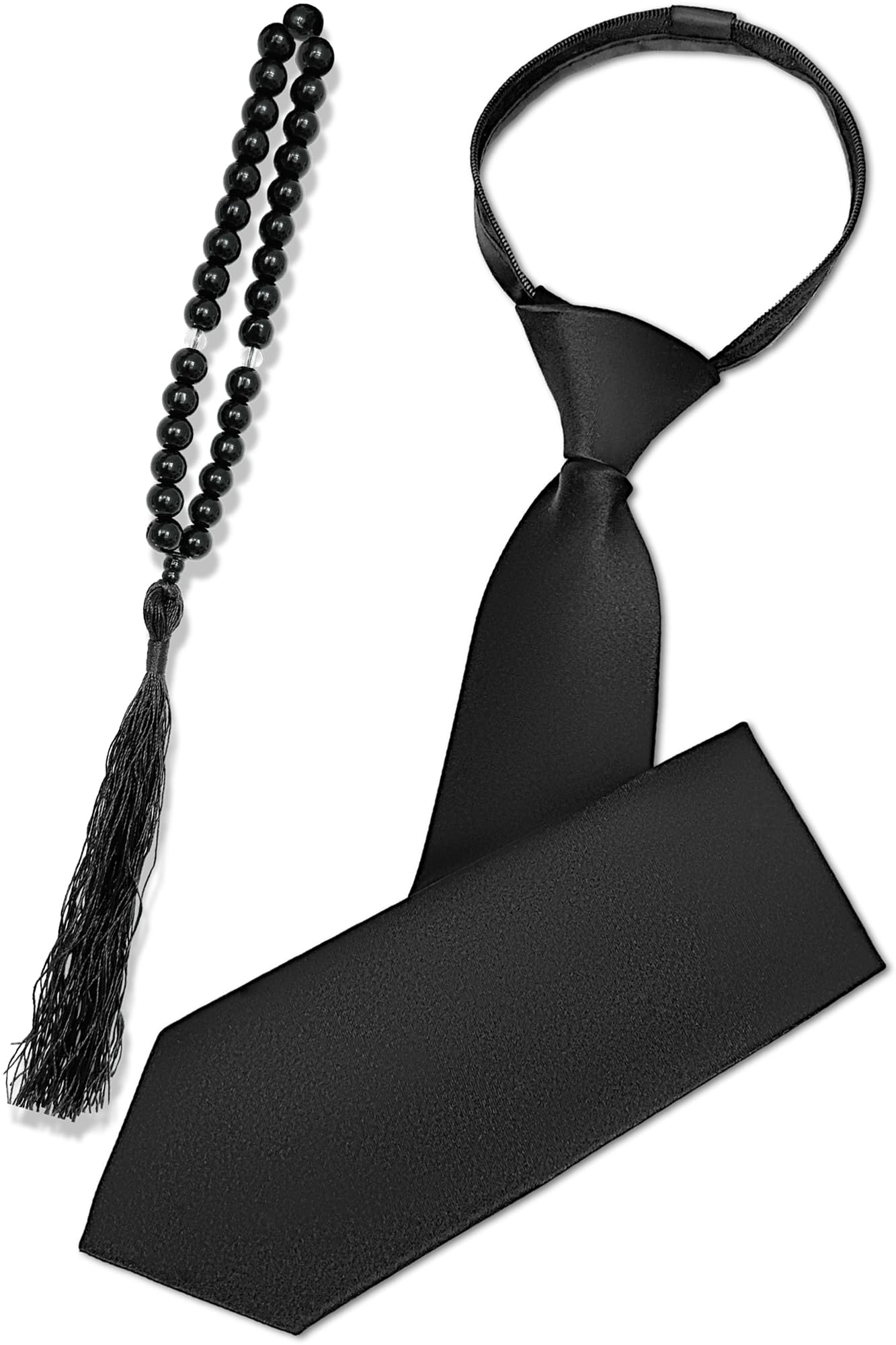 

[Goreson] [Funeral Professional Supervision] One-Touch Black Necktie for Funerals [Easy 10-Second AttachmentNo Tying Required] One-Touch Necktie for