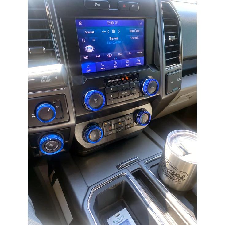 Knob Cover for F150 AC Climate Control Switch/Trailer/4WD/VOL/Tune Button Interior Center Console Trim Accessories Compatible with Ford F150 XLT 2016