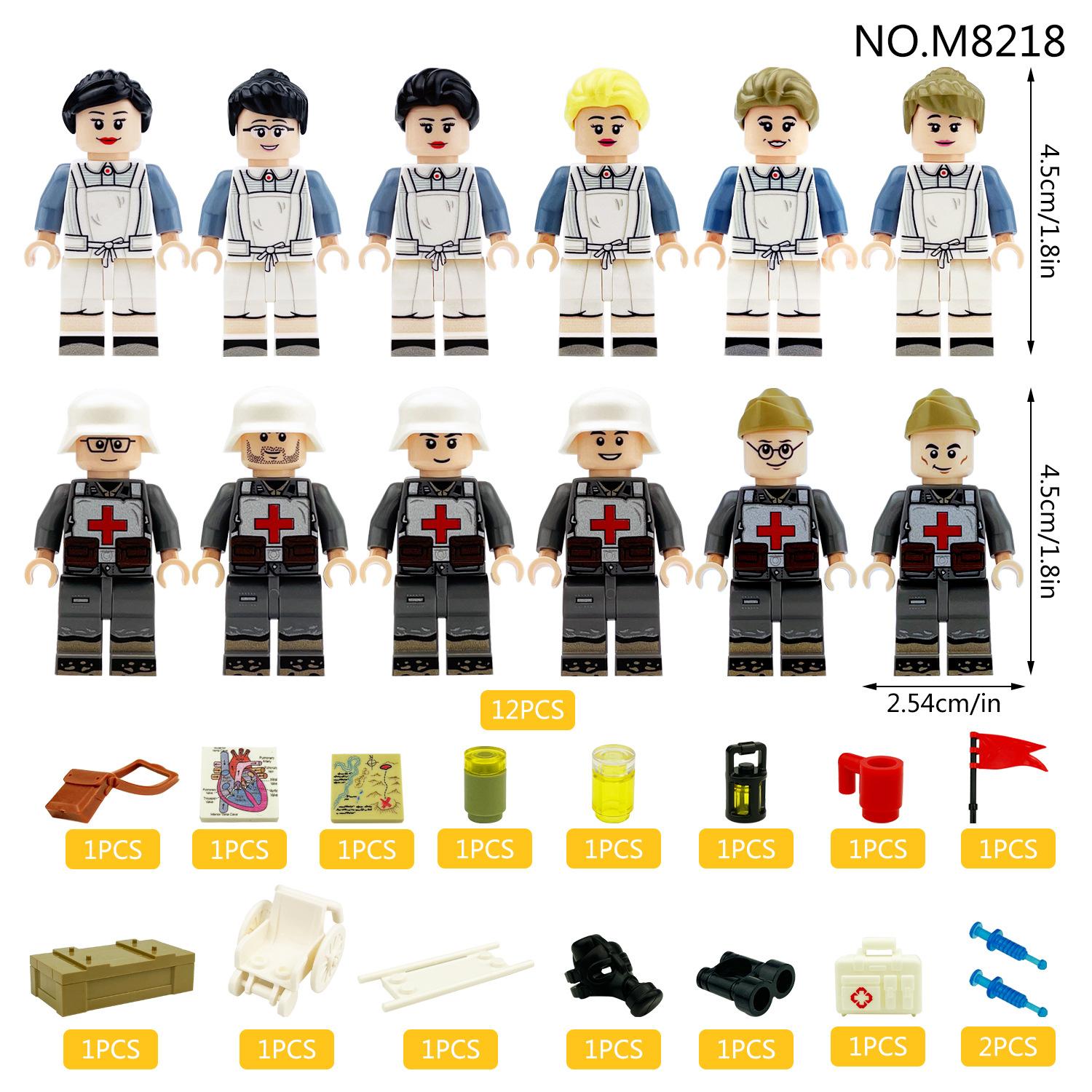 

World War II Military Series Logistics Medical Unit Soldier Minifigure Building Block Toys