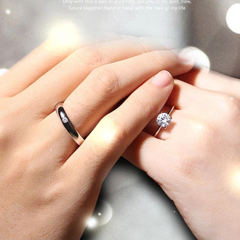 2pcs 925 Silver Couple Rings Zircom For Women Man Exquisite Student Girlfriend Silver JewelryGood Product