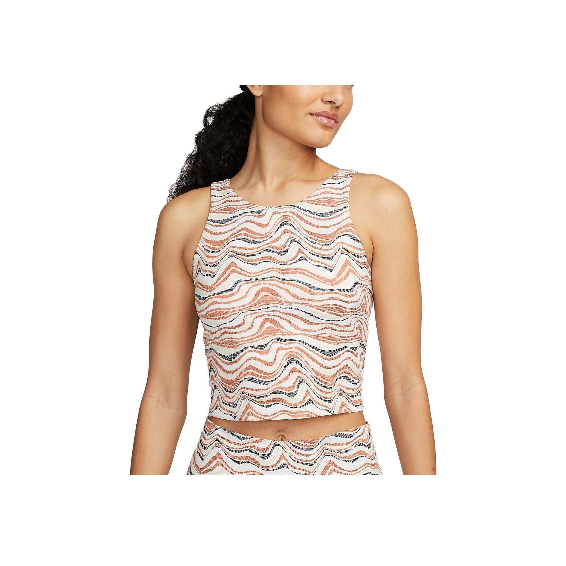 

Nike Yoga Dri-FIT Luxe Полосатая укороченная майка Женские топы Темно-ржавый DX1565-246