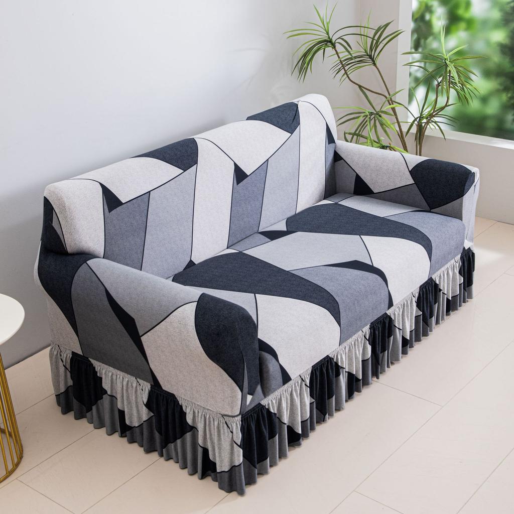 Fashionable Printed Milk Silk Skirt Sofa Cover Elastic and Simple Dust Proof Full Bag Fabric Anti Slip Sofa Cover