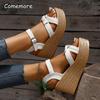 Fashion Thick Bottom Wedge Sandals Women White Cross Strap Chunky Platform Sandals Woman Summer Fashion Ankle Strap High Heel Sandalias