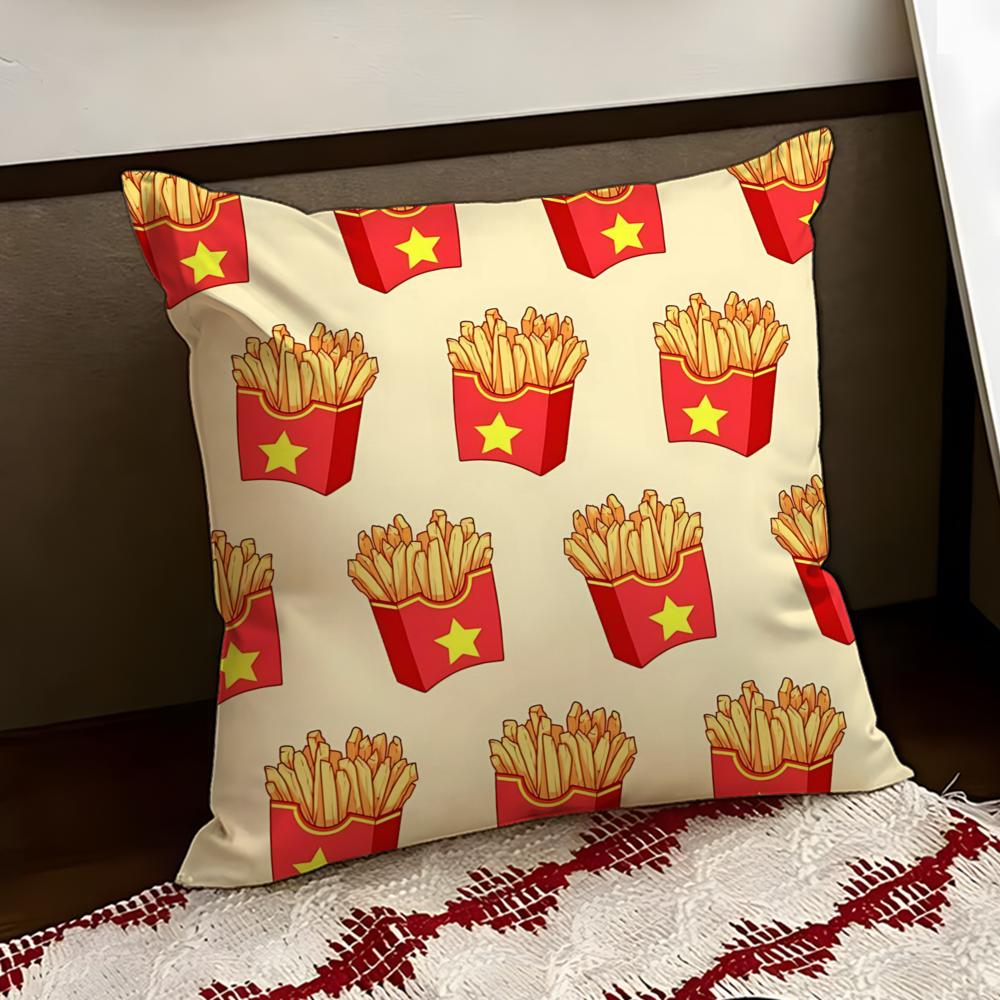 Golden French fries Cushion Cover Reversible Soft Durable Pillow Cover Home Car MultiScene Use for Daily Comfort