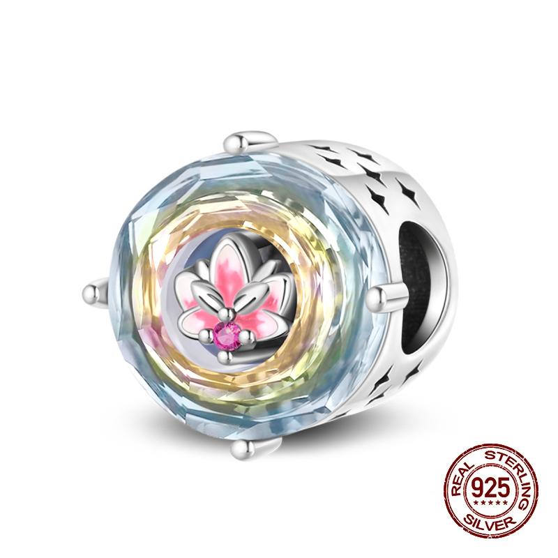 New Copper Pigeon Lotus Sun Moon Stars Shining Glass Charms Beads Fit Original Bracelets Fine Diy Jewelry Gifts